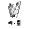 ieg™ iPhone 14 Pro Max Kılıf Atlas Doku Koleksiyonu - Siyah Buffer Hayalet Cam Ekran Koruyucu + Raze Metal Kamera Lens - GD