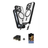 ieg™ iPhone 14 Pro Max Kılıf Atlas Doku Koleksiyonu - Siyah Buffer Hayalet Cam Ekran Koruyucu + Raze Metal Kamera Lens - GD
