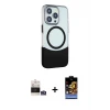 ieg™ iPhone 14 Pro Max Kılıf Çekirdek Asil Özel Seri - Siyah Buffer Hayalet Cam Ekran Koruyucu + Bilvis Titan Kamera Lens - GS