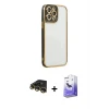ieg™ iPhone 14 Pro Max Kılıf Çekirdek Klasik Serisi - Siyah Bilvis 5in1 5D Magic Hayalet Cam Ekran Koruyucu + Raze Metal Kamera Lens - GD