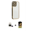 ieg™ iPhone 14 Pro Max Kılıf Çekirdek Klasik Serisi - Siyah Buffer Cam Ekran Koruyucu + Bilvis Titan Kamera Lens - GD