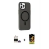 ieg™ iPhone 14 Pro Max Kılıf Çekirdek Modern Prime - Siyah Buffer Cam Ekran Koruyucu + Bilvis Titan Kamera Lens - GS