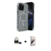 ieg™ iPhone 14 Pro Max Kılıf Eksen Çizgi - Siyah Bilvis 3D Mat Cam Ekran Koruyucu + Bilvis Titan Kamera Lens - SH