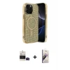 ieg™ iPhone 14 Pro Max Kılıf Eksen Çizgi - Siyah Bilvis 3D Mat Cam Ekran Koruyucu + Bilvis Titan Kamera Lens - SH