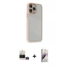 ieg™ iPhone 14 Pro Max Kılıf Eksen Doku Prime - Siyah Bilvis 3D Mat Cam Ekran Koruyucu + Bilvis Titan Kamera Lens - GD
