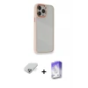 ieg™ iPhone 14 Pro Max Kılıf Eksen Doku Prime - Siyah Bilvis 5in1 3D Magic Cam Ekran Koruyucu + Band Metal Kamera Lens - GS