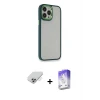 ieg™ iPhone 14 Pro Max Kılıf Eksen Doku Prime - Siyah Bilvis 5in1 3D Magic Cam Ekran Koruyucu + Band Metal Kamera Lens - GS