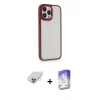 ieg™ iPhone 14 Pro Max Kılıf Eksen Doku Prime - Siyah Bilvis 5in1 3D Magic Cam Ekran Koruyucu + Band Metal Kamera Lens - GS