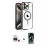 ieg™ iPhone 14 Pro Max Kılıf Eksen Form Koleksiyonu - Şeffaf 360 Full Body Arka Koruyucu + Bilvis Titan Kamera Lens - GS
