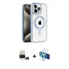 ieg™ iPhone 14 Pro Max Kılıf Eksen Form Koleksiyonu - Siyah 3D Antistatik Cam Ekran Koruyucu + Bilvis Titan Kamera Lens - GD