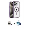 ieg™ iPhone 14 Pro Max Kılıf Eksen Form Koleksiyonu - Siyah 3D Antistatik Cam Ekran Koruyucu + Bilvis Titan Kamera Lens - GD
