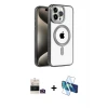 ieg™ iPhone 14 Pro Max Kılıf Eksen Form Koleksiyonu - Siyah 3D Antistatik Cam Ekran Koruyucu + Bilvis Titan Kamera Lens - GD