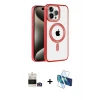 ieg™ iPhone 14 Pro Max Kılıf Eksen Form Koleksiyonu - Siyah 3D Antistatik Cam Ekran Koruyucu + Bilvis Titan Kamera Lens - GD