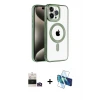 ieg™ iPhone 14 Pro Max Kılıf Eksen Form Koleksiyonu - Siyah 3D Antistatik Cam Ekran Koruyucu + Bilvis Titan Kamera Lens - GD
