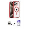 ieg™ iPhone 14 Pro Max Kılıf Eksen Form Koleksiyonu - Siyah Bilvis 5in1 3D Magic Cam Ekran Koruyucu + Bilvis Titan Kamera Lens - GD