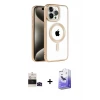 ieg™ iPhone 14 Pro Max Kılıf Eksen Form Koleksiyonu - Siyah Bilvis 5in1 5D Magic Hayalet Cam Ekran Koruyucu + Bilvis Titan Kamera Lens - SH