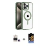 ieg™ iPhone 14 Pro Max Kılıf Eksen Form Koleksiyonu - Siyah Buffer Hayalet Cam Ekran Koruyucu + Bilvis Titan Kamera Lens - DNMR
