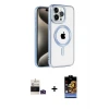 ieg™ iPhone 14 Pro Max Kılıf Eksen Form Koleksiyonu - Siyah Buffer Hayalet Cam Ekran Koruyucu + Bilvis Titan Kamera Lens - DNMR