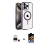 ieg™ iPhone 14 Pro Max Kılıf Eksen Form Koleksiyonu - Siyah Buffer Hayalet Cam Ekran Koruyucu + Bilvis Titan Kamera Lens - DNMR