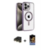 ieg™ iPhone 14 Pro Max Kılıf Eksen Form Koleksiyonu - Siyah Buffer Hayalet Cam Ekran Koruyucu + Raze Metal Kamera Lens - GD