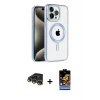 ieg™ iPhone 14 Pro Max Kılıf Eksen Form Koleksiyonu - Siyah Buffer Hayalet Cam Ekran Koruyucu + Raze Metal Kamera Lens - GD