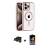 ieg™ iPhone 14 Pro Max Kılıf Eksen Form Koleksiyonu - Siyah Buffer Hayalet Cam Ekran Koruyucu + Raze Metal Kamera Lens - GD