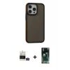 ieg™ iPhone 14 Pro Max Kılıf Eksen Işık - Siyah 360 Mat Full Body Arka Koruyucu + Bilvis Titan Kamera Lens - GS