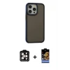 ieg™ iPhone 14 Pro Max Kılıf Eksen Işık - Siyah Buffer Hayalet Cam Ekran Koruyucu + PVD Metal Kamera Lens - TU