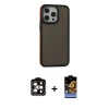 ieg™ iPhone 14 Pro Max Kılıf Eksen Işık - Siyah Buffer Hayalet Cam Ekran Koruyucu + PVD Metal Kamera Lens - TU