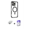 ieg™ iPhone 14 Pro Max Kılıf Eksen Klasik Koleksiyonu - Siyah Bilvis 5in1 3D Magic Cam Ekran Koruyucu + Band Metal Kamera Lens - GS