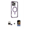 ieg™ iPhone 14 Pro Max Kılıf Eksen Klasik Koleksiyonu - Siyah Buffer Hayalet Cam Ekran Koruyucu + Bilvis Titan Kamera Lens - GS