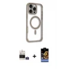 ieg™ iPhone 14 Pro Max Kılıf Eksen Klasik Koleksiyonu - Siyah Buffer Hayalet Cam Ekran Koruyucu + Bilvis Titan Kamera Lens - GS