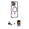 ieg™ iPhone 14 Pro Max Kılıf Eksen Klasik Koleksiyonu - Siyah Buffer Hayalet Cam Ekran Koruyucu + Bilvis Titan Kamera Lens - DNMR