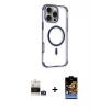 ieg™ iPhone 14 Pro Max Kılıf Eksen Klasik Koleksiyonu - Siyah Buffer Hayalet Cam Ekran Koruyucu + Bilvis Titan Kamera Lens - GS