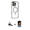 ieg™ iPhone 14 Pro Max Kılıf Eksen Klasik Koleksiyonu - Siyah Buffer Hayalet Cam Ekran Koruyucu + Bilvis Titan Kamera Lens - GS