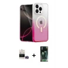 ieg™ iPhone 14 Pro Max Kılıf Eksen Minimal Özel Seri - Şeffaf 360 Full Body Arka Koruyucu + Bilvis Titan Kamera Lens - GD