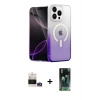 ieg™ iPhone 14 Pro Max Kılıf Eksen Minimal Özel Seri - Şeffaf 360 Full Body Arka Koruyucu + Bilvis Titan Kamera Lens - GD