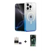 ieg™ iPhone 14 Pro Max Kılıf Eksen Minimal Özel Seri - Şeffaf 360 Full Body Arka Koruyucu + Bilvis Titan Kamera Lens - GS