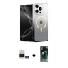 ieg™ iPhone 14 Pro Max Kılıf Eksen Minimal Özel Seri - Şeffaf 360 Full Body Arka Koruyucu + Bilvis Titan Kamera Lens - GD