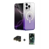 ieg™ iPhone 14 Pro Max Kılıf Eksen Minimal Özel Seri - Siyah 360 Mat Full Body Arka Koruyucu + Raze Metal Kamera Lens - GD