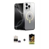 ieg™ iPhone 14 Pro Max Kılıf Eksen Minimal Özel Seri - Siyah Buffer Cam Ekran Koruyucu + Bilvis Titan Kamera Lens - GS