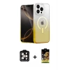 ieg™ iPhone 14 Pro Max Kılıf Eksen Minimal Özel Seri - Siyah Buffer Cam Ekran Koruyucu + PVD Metal Kamera Lens - TU