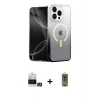 ieg™ iPhone 14 Pro Max Kılıf Eksen Minimal Özel Seri - Siyah Joko Magic 5D Hayalet Cam + Bilvis Titan Kamera Lens - GD