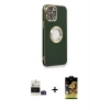 ieg™ iPhone 14 Pro Max Kılıf İz Form Serisi - Siyah Buffer Cam Ekran Koruyucu + Bilvis Titan Kamera Lens - DNMR