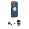 ieg™ iPhone 14 Pro Max Kılıf İz Form Serisi - Siyah Buffer Cam Ekran Koruyucu + Bilvis Titan Kamera Lens - DNMR