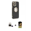 ieg™ iPhone 14 Pro Max Kılıf İz Form Serisi - Siyah Buffer Cam Ekran Koruyucu + Bilvis Titan Kamera Lens - DNMR