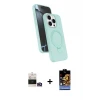 ieg™ iPhone 14 Pro Max Kılıf İz Işık Koleksiyonu - Siyah Buffer Hayalet Cam Ekran Koruyucu + Bilvis Titan Kamera Lens - GD