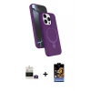 ieg™ iPhone 14 Pro Max Kılıf İz Işık Koleksiyonu - Siyah Buffer Hayalet Cam Ekran Koruyucu + Bilvis Titan Kamera Lens - GD