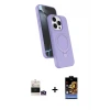 ieg™ iPhone 14 Pro Max Kılıf İz Işık Koleksiyonu - Siyah Buffer Hayalet Cam Ekran Koruyucu + Bilvis Titan Kamera Lens - GD