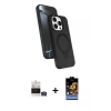 ieg™ iPhone 14 Pro Max Kılıf İz Işık Koleksiyonu - Siyah Buffer Hayalet Cam Ekran Koruyucu + Bilvis Titan Kamera Lens - GD